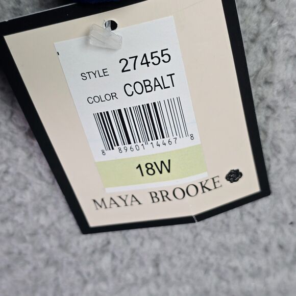 Maya Brooke 18W Blue Lace Embellished Open Front Jacket Dressy Plus Size - Picture 7 of 10